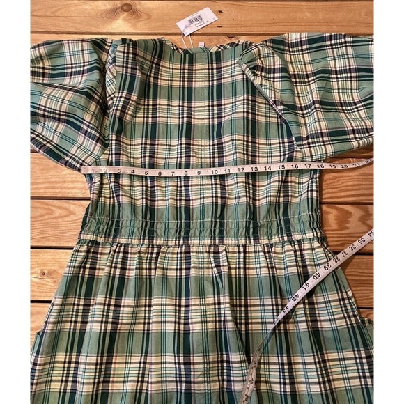 NWT $495 Derek Lam 10 Crosby Plaid Midi Dress Size 14 Women’s Green - Picture 9 of 10